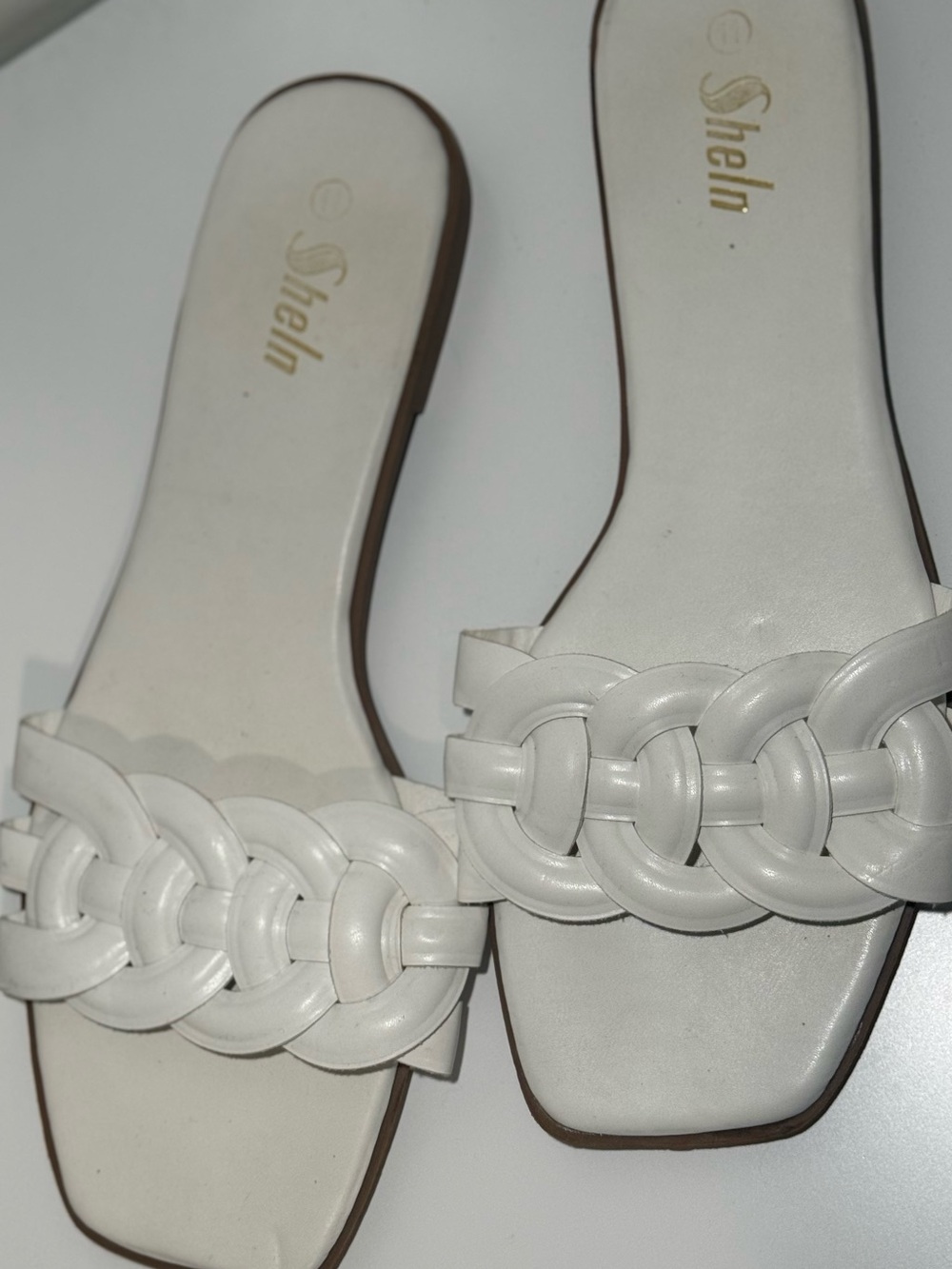White Braided Slide Sandals for Women Size 11